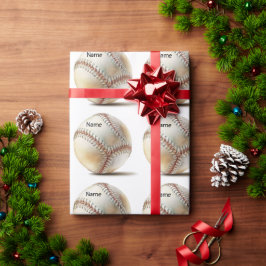 Papel De Presente Beisebol para o Natal com nome para crianças