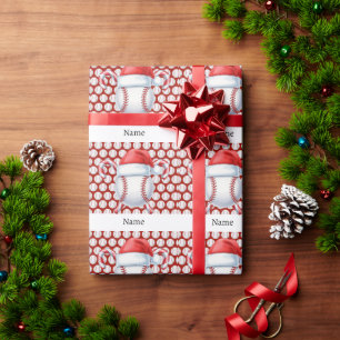 Papel De Presente Beisebol para o Natal com nome para crianças