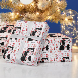 Papel De Presente Beisebol para o Natal com Papai Noel