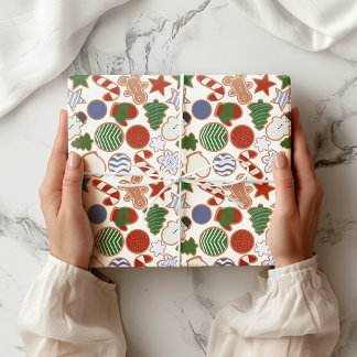 Papel De Presente Bela Cartoon Colorida Biscoito de Natal