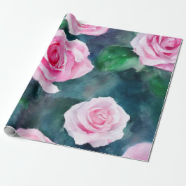 Papel De Presente Bela Coleção de Rosas Rosa-Rosa-d-Água da Tendênci
