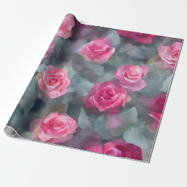 Papel De Presente Bela Coleção Popular de Rosas Rosa-Cana-de-Água