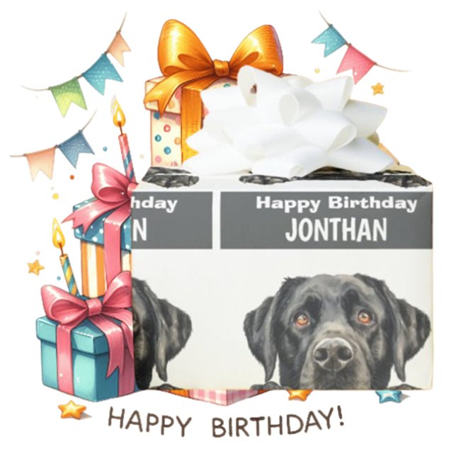 Papel De Presente Bela data de aniversário do Black Labrador (It’s simply perfect for any dog lover!)