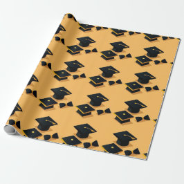 Papel De Presente Bela e elegante capa de graduação preta e amarela