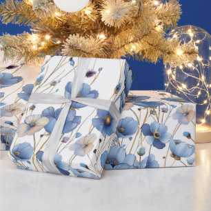 Papel De Presente Bela flor azul