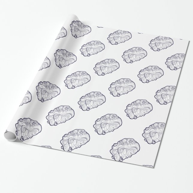 Papel De Presente Bela Madona Caveira de Açúcar (Desenrolado)