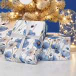 Papel De Presente Bela pequena flor silvestre azul<br><div class="desc">Flor silvestre azul em aquarela com folhas,  em fundo branco</div>