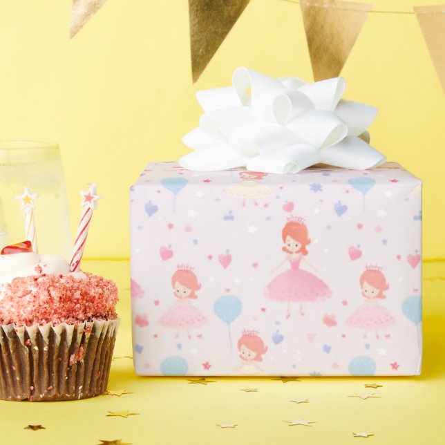 Papel De Presente Bela princesa rosa Aniversário (Festa de aniversário)