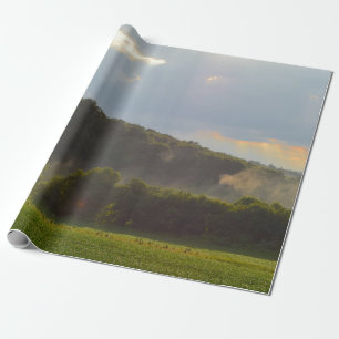 Papel De Presente Bela vista paisagística de montanha e floresta