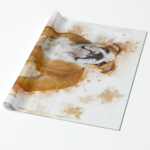 Papel De Presente Beleza Bulldog Art Watercolor Bulldog Presente