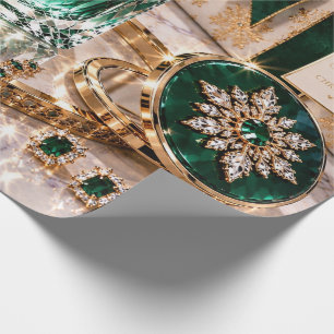 Papel De Presente Beleza de Natal Luxuosa Esmeralda