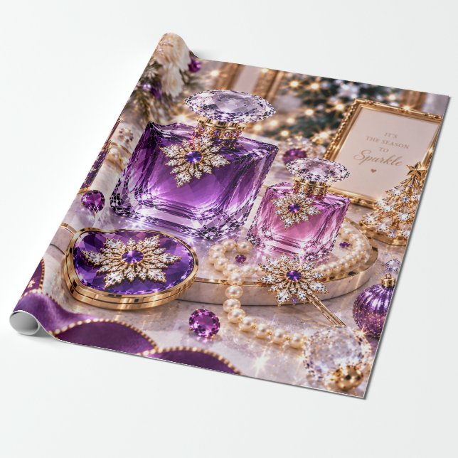 Papel De Presente Beleza de Natal Luxuosa Roxa (Desenrolado)