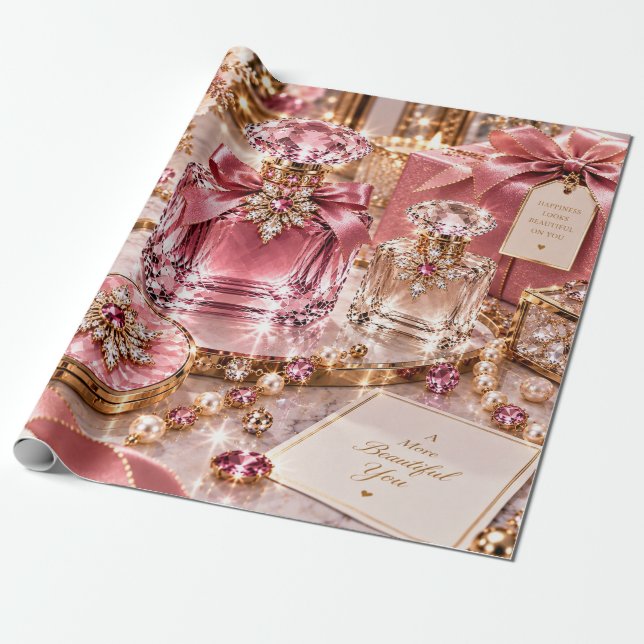 Papel De Presente Beleza de Natal Luxuosa Rubi (Desenrolado)