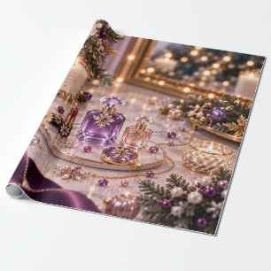 Papel De Presente Beleza de Natal Roxa Ameixa