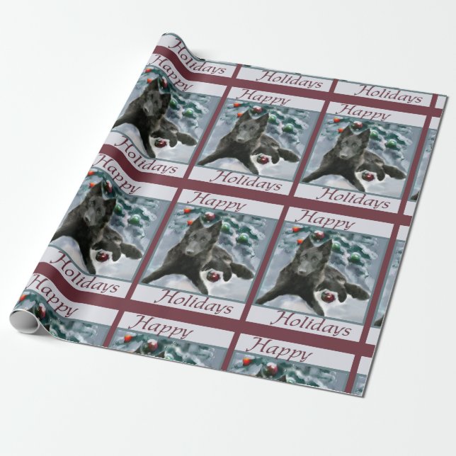 Papel De Presente Belga - Sheepdog Natal (Desenrolado)