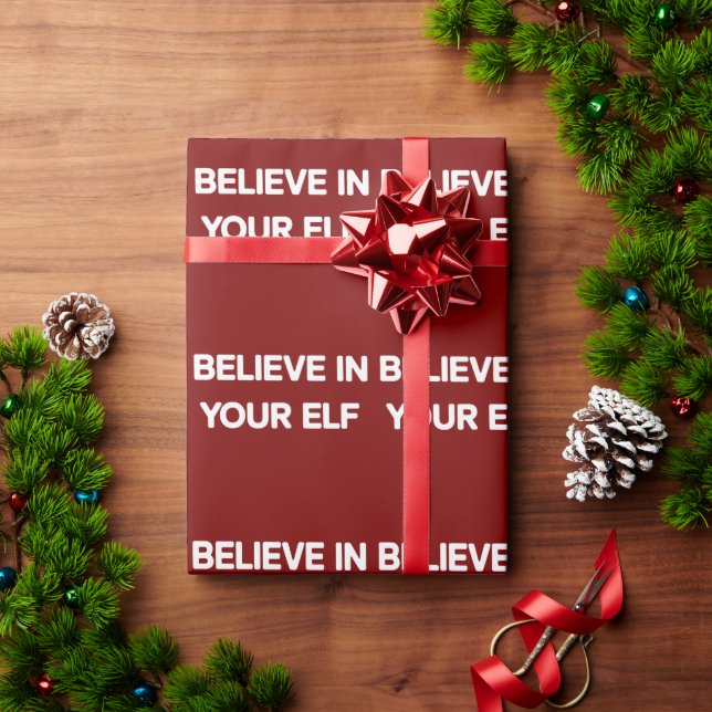 Papel De Presente Believe In Your Elf Funny Xmas Matching Family (Presente de Natal)