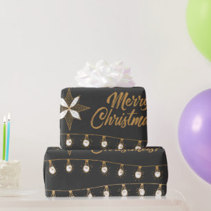 Papel De Presente Belinhos de Natal Negra e Dourada