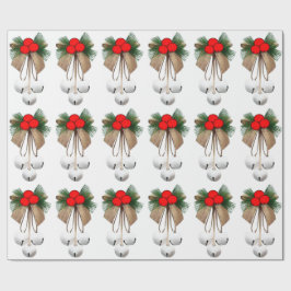 Papel De Presente Bells Brancos E Papel De Enrolamento Holly