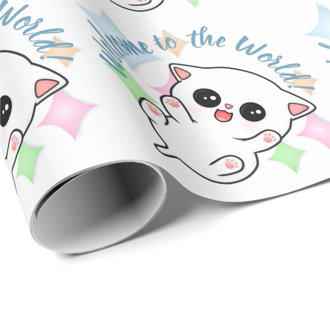 Papel De Presente Belly Rub Time Kitten (Ponta do rolo)