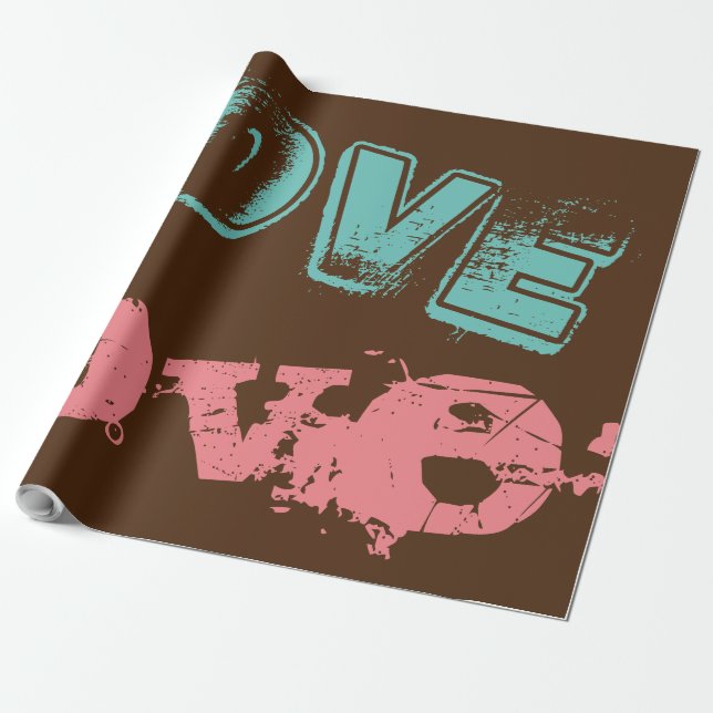 Papel De Presente Belo amor PINK GREEN WrapPaper (Desenrolado)