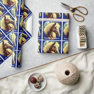 Papel De Presente Belo aniversário do Cavalo Palomino