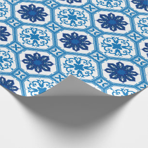 Papel De Presente 💙 Belo Azulejos Azulejos I Molhando Papel