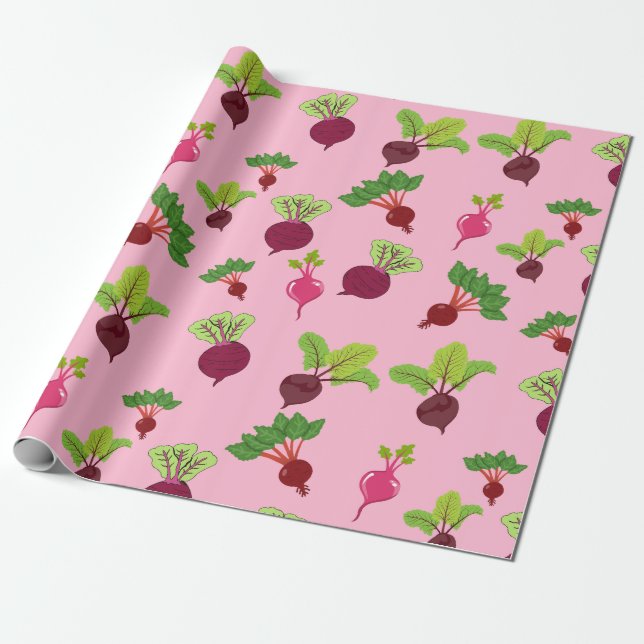 Papel De Presente Belo Beterraba Rosa e Roxo Padrado (Desenrolado)