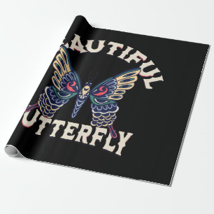 Papel De Presente belo-borboleta-retrorvetor-arte-ilustração