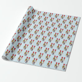 Papel De Presente Belo Bulldog Inglês com Reindeer Hat - Natal