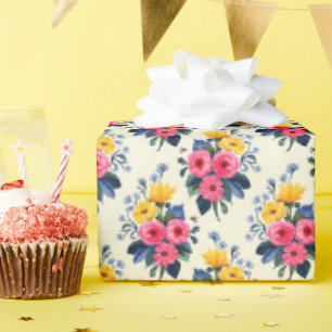 Papel De Presente Belo Buquê de Primavera