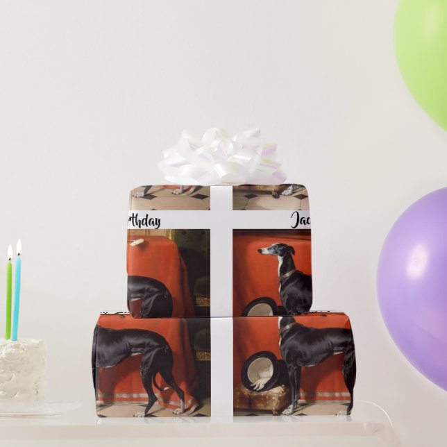 Papel De Presente Belo Cachorro Negro e Branco (Presentes para festas)