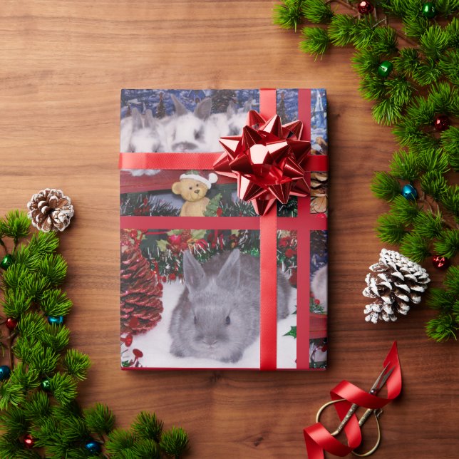 Papel De Presente Belo Coelho de Natal Feliz (Presente de Natal)