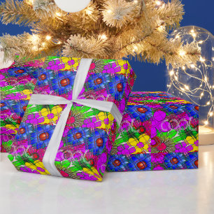 Papel De Presente Belo Colorir Incrível Design de Padrão Floral