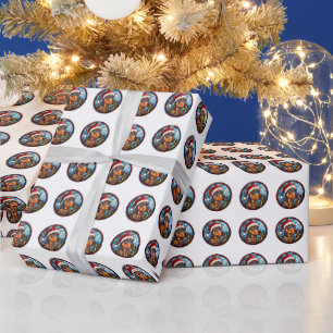 Papel De Presente Belo Doberman Pinscher Cachorro Padrão de Natal