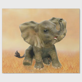 Papel De Presente Belo Elefante Africano Bebê