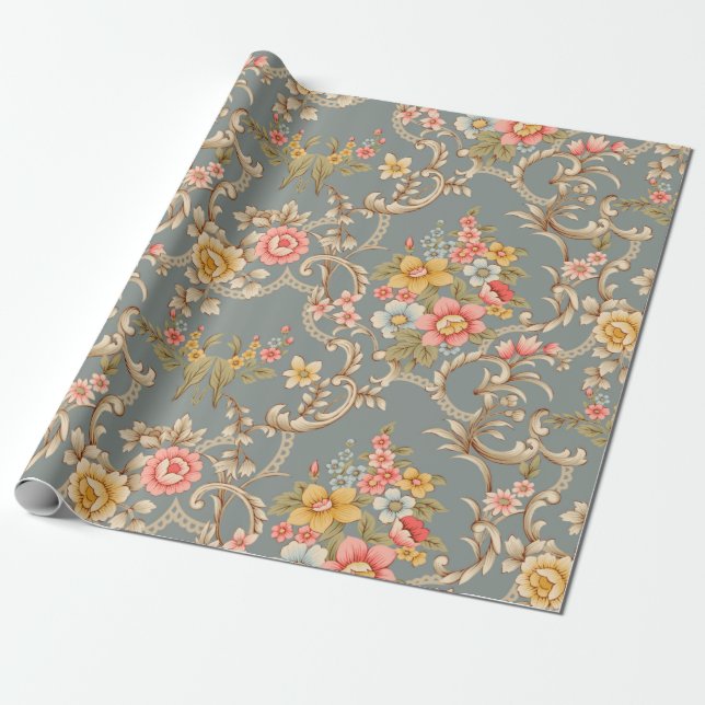 Papel De Presente Belo estilo de ornamento Barroco design (Desenrolado)