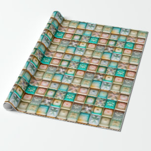 Papel De Presente Belo Fosco Vidro Snowflake Azulejos Padrão