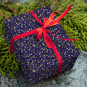 Papel De Presente Belo Marinho Azul Padrão Celestial Divertido Adorá