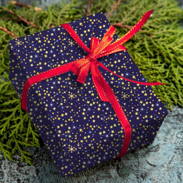 Papel De Presente Belo Marinho Azul Padrão Celestial Divertido Adorá (Criador carregado)