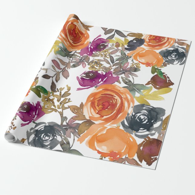 Papel De Presente Belo Padrão Floral (Desenrolado)