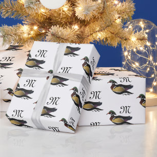 Papel De Presente Belo Pato de Madeira Nadando