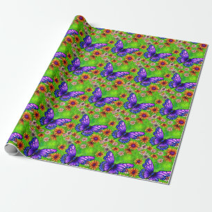 Papel De Presente Belo Prado Flor de Borboleta