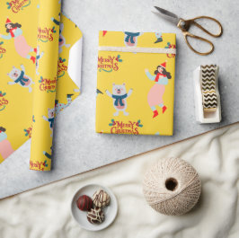 Papel De Presente Belo urso polar feliz Xmas padrão sem costura