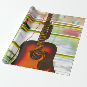 Papel De Presente Belo Violão Acústico