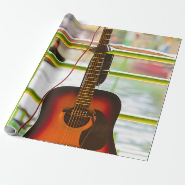 Papel De Presente Belo Violão Acústico (Desenrolado)