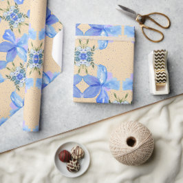 Papel De Presente Belos Flores Azuis