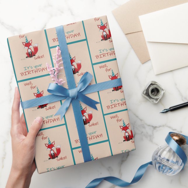 Papel De Presente Bem por causa da raposa! Piada de aniversário  (Presentear)