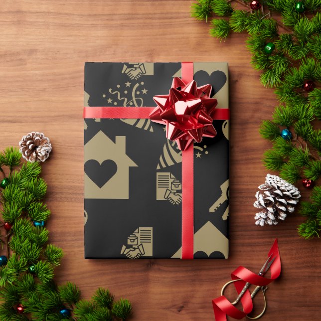 Papel De Presente Bem-vindo à Nova Casa em Ouro (Presente de Natal)