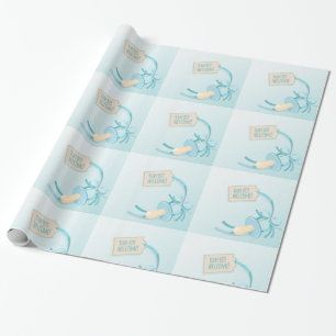 Papel De Presente Bem-vindo Baby Boy com pacificador azul