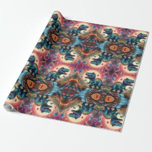 Papel De Presente Bem-vindos ao Mundo Mágico de Dino Delights